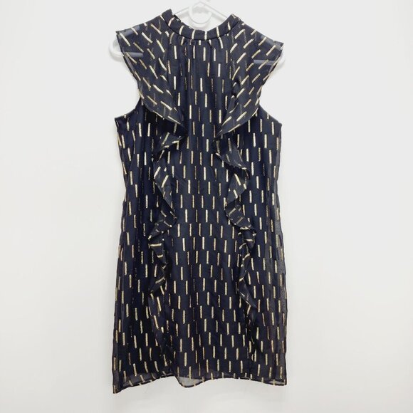 WorthingtoMid Dress Womens Sleeveless Black Metallic Ruffle Size 6 - Picture 13 of 14